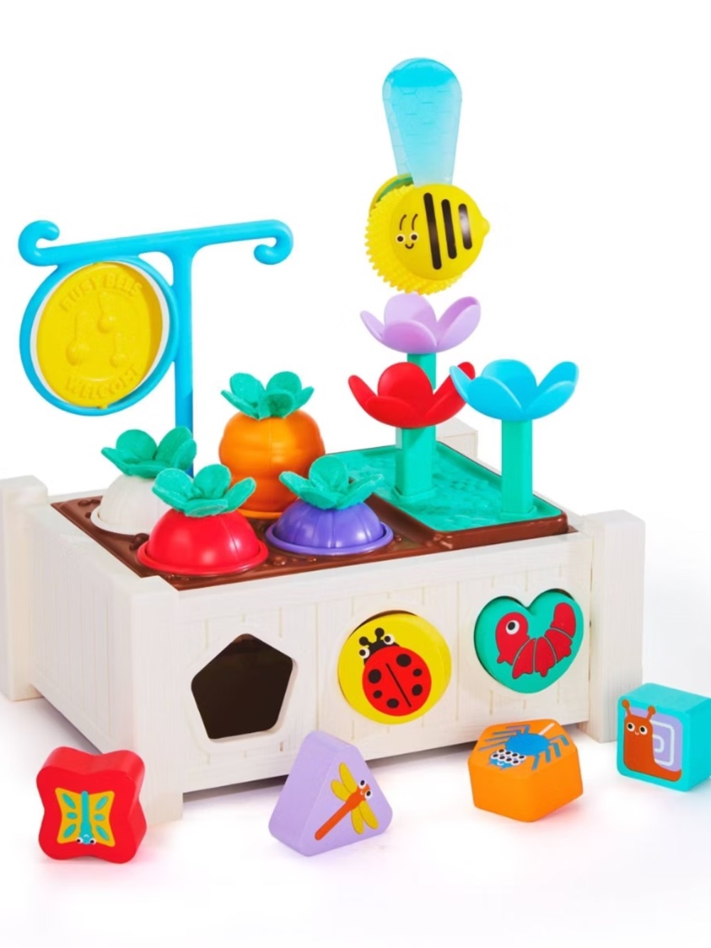 FAO Schwarz White Garden Activity Sorter with Bright Multicolor Pieces